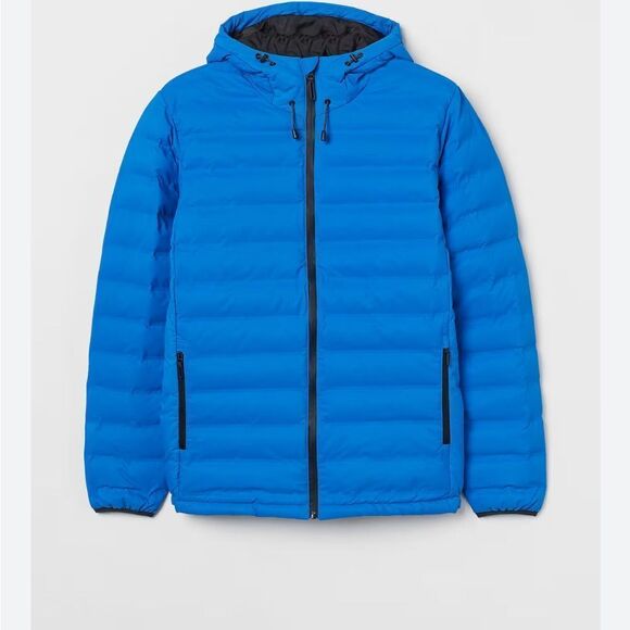 H&M Puffer Blue Hooded Jacket XL - Picture 1 of 9